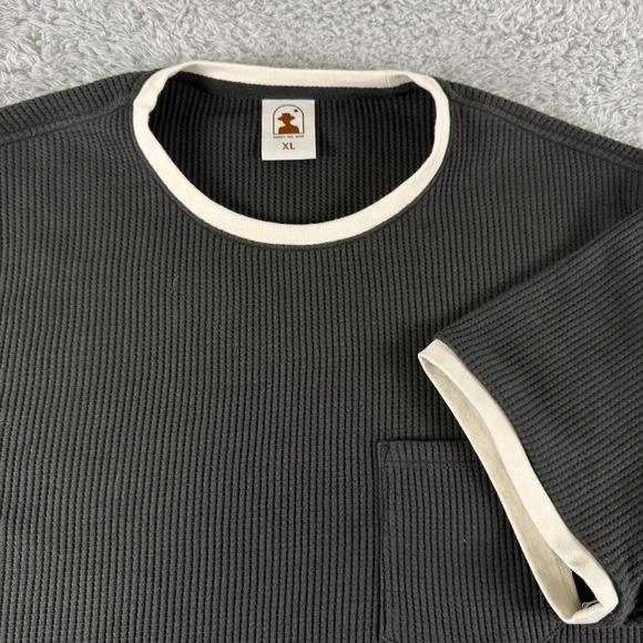 Dandy Del Mar Other - Dandy Del Mar Mens XL Charcoal Grey Waffle Knit Ringer Tee Chest Pocket Shirt